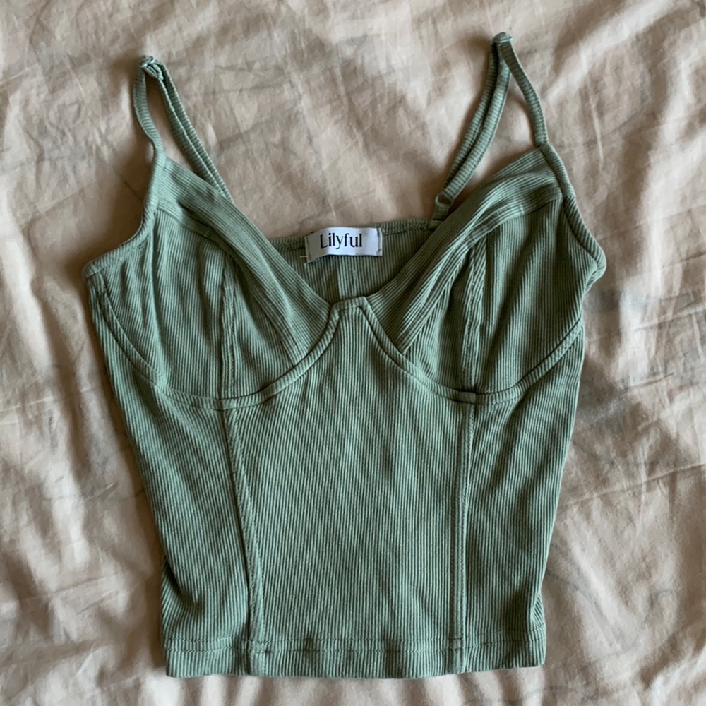 Sage green corset cropped top Lilyful small